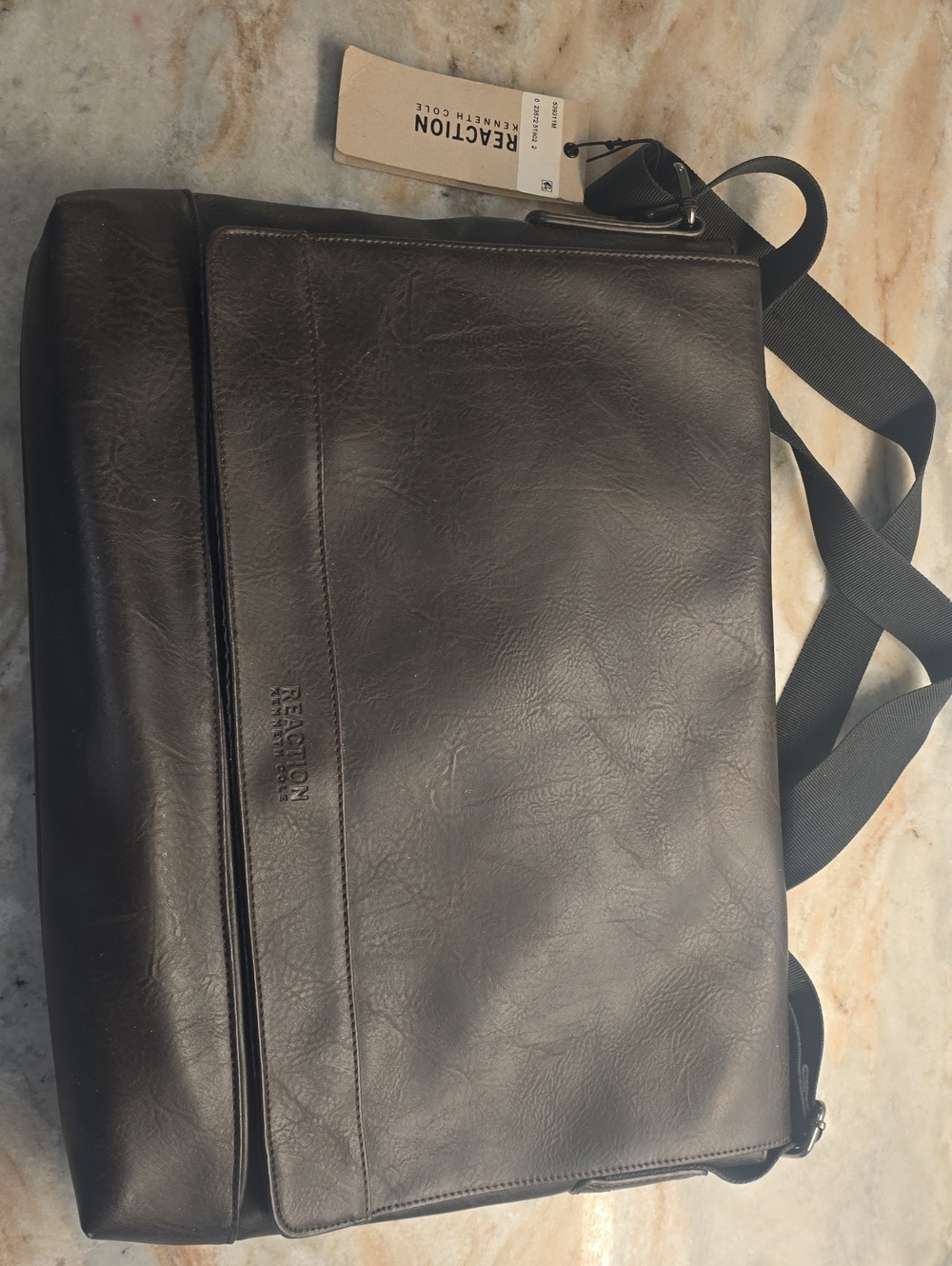 Kenneth Cole Reaction Dark Brown Leather-Style Messenger Bag